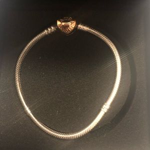 Pandora (SILVER) with ROSE GOLD heart clasp